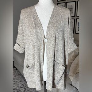 J. Jill Pure Jill Oversize Single Button Cardigan Linen Blend Size Small
